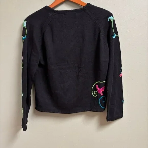 Michael Simon Women Bird Embroidered Beaded Cardigan Size S Colorful Art to Wear - Picture 5 of 13